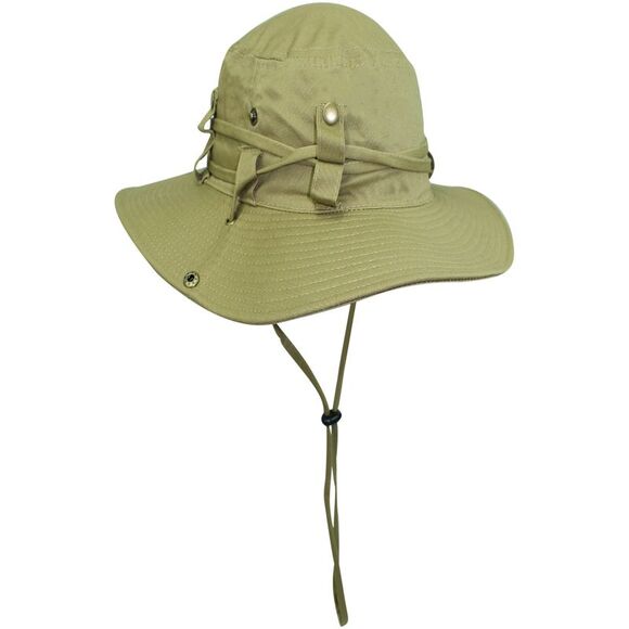 Safari Style Cotton Hat With Chin Cord & Side Snaps - Picture 2 of 9